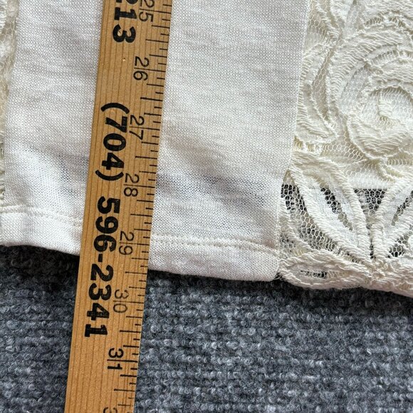 Indigo Soul Top Womens L Ivory Tunic Crochet Lace‎ Overlay Soft Boho Cottagecore - Picture 5 of 12